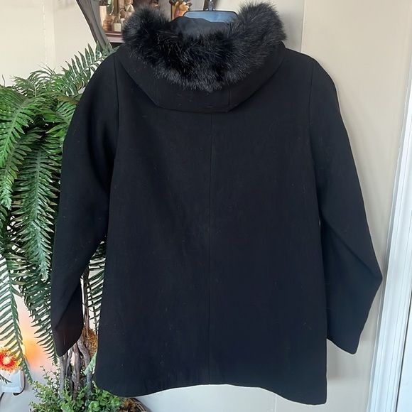 NWOT Hal Rubenstein Black Zippered Jacket Hood w/ Faux Fur Trim Winter Coat - Picture 7 of 14